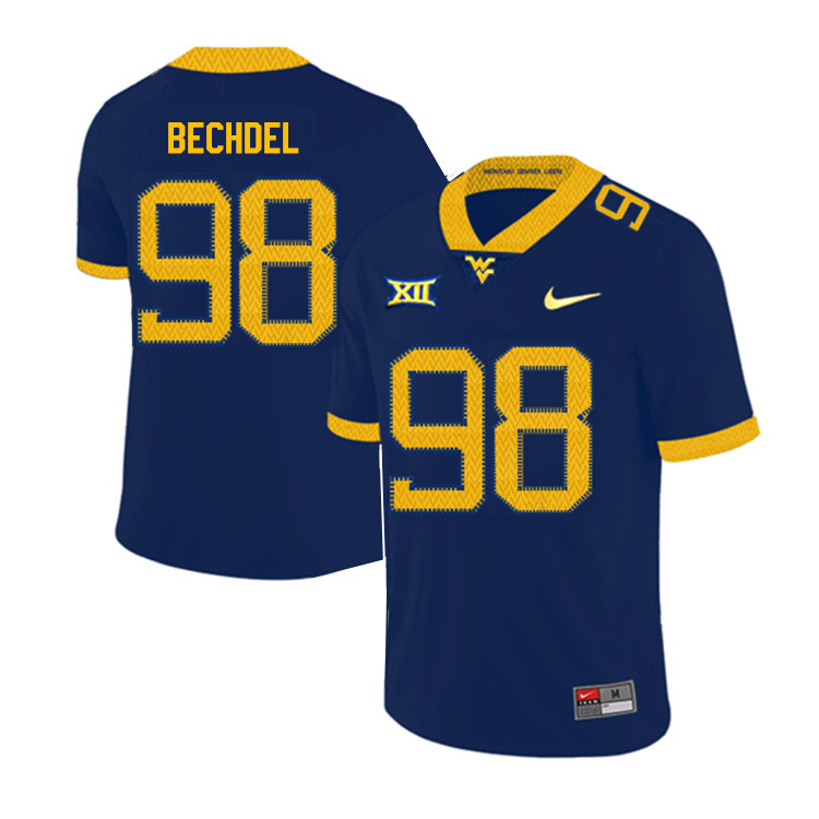 NCAA Men's Leighton Bechdel West Virginia Mountaineers Navy #98 Nike Stitched Football College 2019 Authentic Jersey BS23B87VN